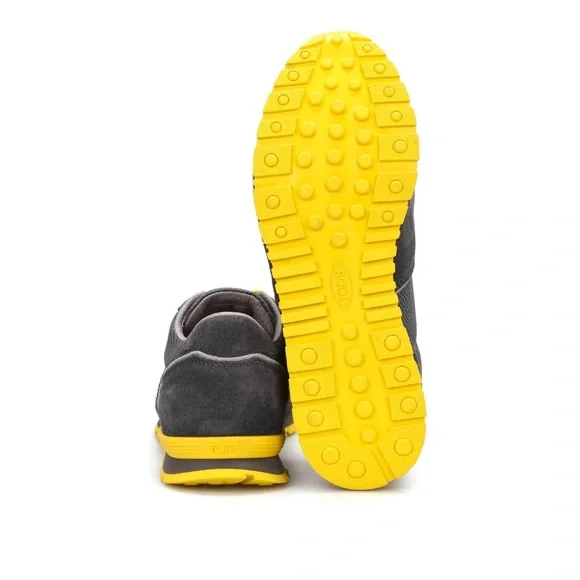 Tod's | Grey & Yellow Suede Allacciato Active Sportivo Sneakers - Picture 3 of 15